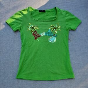 DSQUARED2 Green Sequin Tee